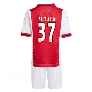 Ajax Josip Sutalo #37 Jalkapallovaatteet Lasten Kotipeliasu 2025-26 Lyhythihainen (+ Lyhyet housut)